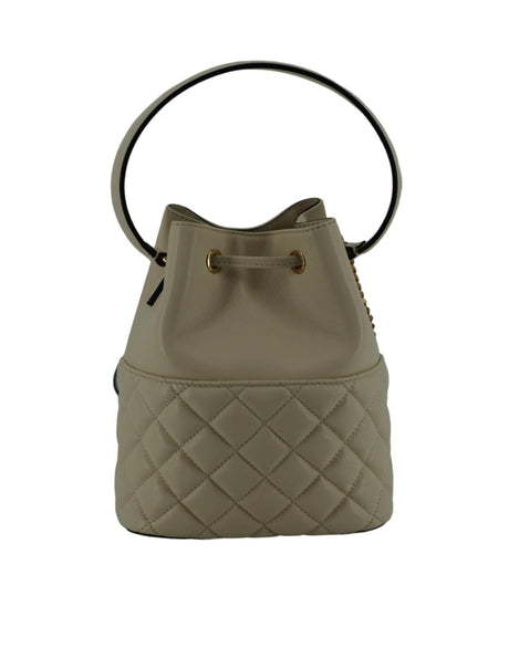 Versace Elegant Small White Leather Bucket Shoulder Bag - Hilstor