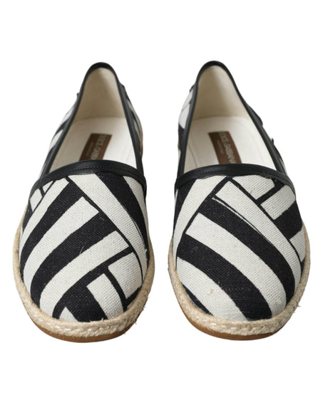 Dolce & Gabbana Beige Black Striped Canvas Espadrilles MONDELLO Shoes - Hilstor