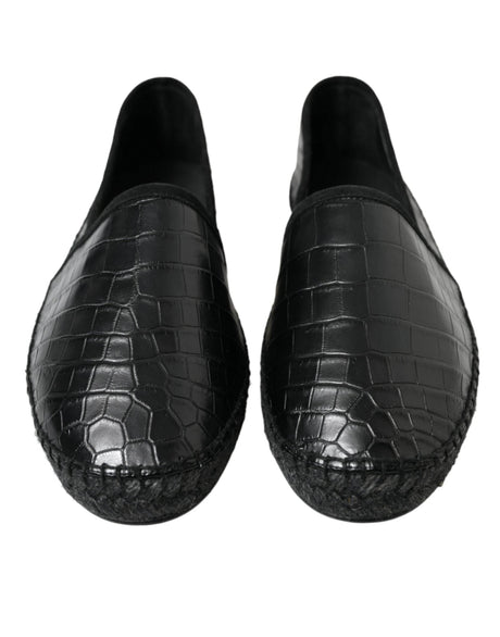 Dolce & Gabbana Black Exotic Leather Espadrilles Slip On Shoes - Hilstor