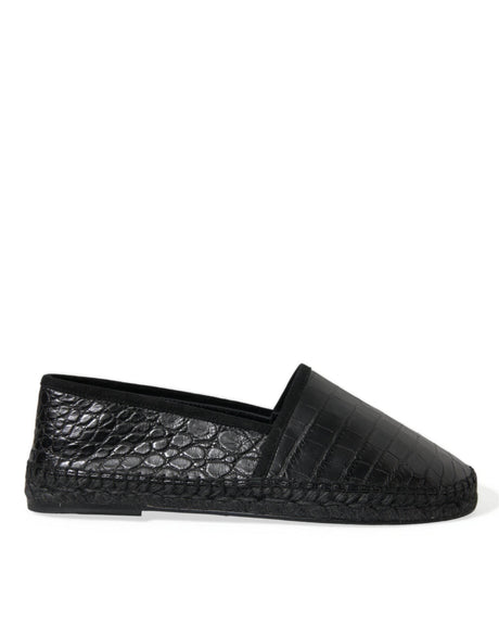 Dolce & Gabbana Black Exotic Leather Espadrilles Slip On Shoes - Hilstor