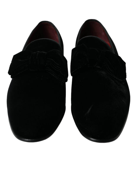 Dolce & Gabbana Black Velvet Loafers Formal Dress Shoes - Hilstor