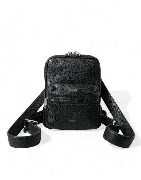 Dolce & Gabbana Black Calfskin Leather Logo Palermo Backpack Bag - Hilstor