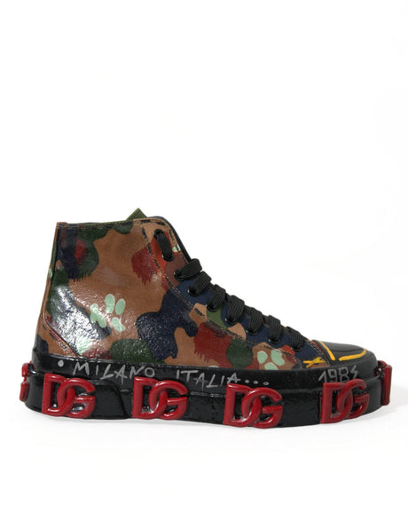 Dolce & Gabbana Multicolor Camouflage High Top Sneakers Shoes - Hilstor