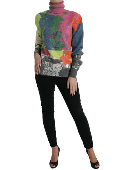 Dolce & Gabbana Multicolor Mohair Turtleneck Pullover Sweater - Hilstor