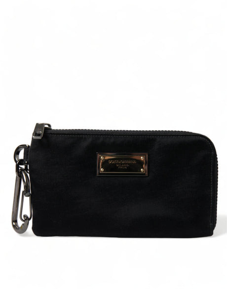 Dolce & Gabbana Black Nylon Logo Plaque Keyring Pouch Clutch Bag - Hilstor