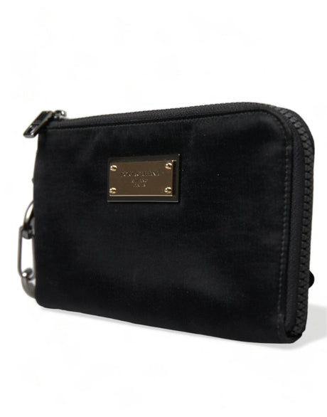 Dolce & Gabbana Black Nylon Logo Plaque Keyring Pouch Clutch Bag - Hilstor