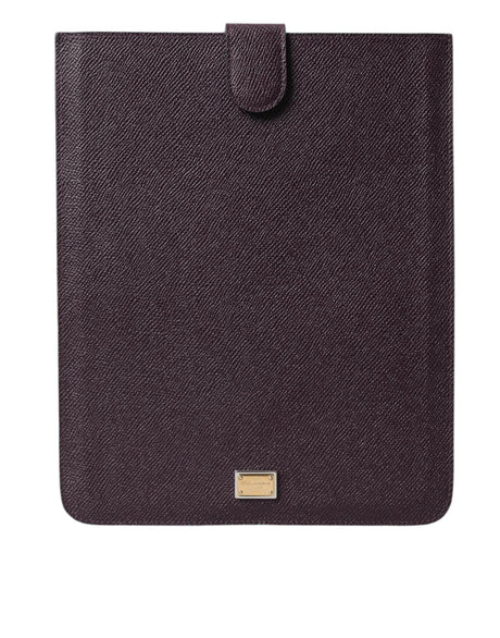 Dolce & Gabbana Dark Brown Leather Logo Plaque Cover Sleeve Tablet Case - Hilstor