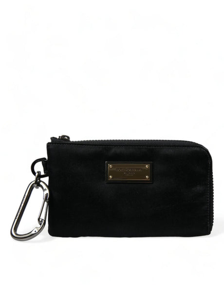 Dolce & Gabbana Black Nylon Logo Plaque Keyring Pouch Clutch Bag - Hilstor