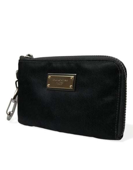 Dolce & Gabbana Black Nylon Logo Plaque Keyring Pouch Clutch Bag - Hilstor