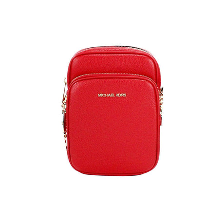 Michael Kors Jet Set Bright Red Pebbled Leather North South Chain Crossbody Bag - Hilstor