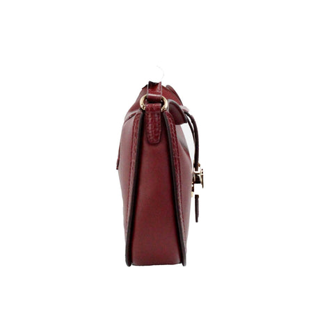 Michael Kors Gabby Small Dark Cherry Leather Foldover Hobo Crossbody Bag - Hilstor