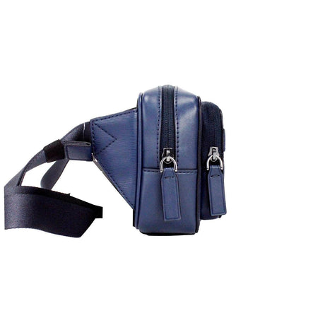 Michael Kors Cooper Small Navy Blue Smooth Leather Double Zip Belt Bag - Hilstor