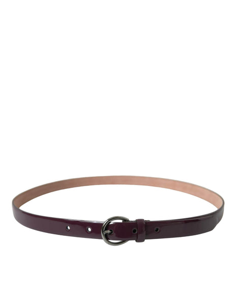 Dolce & Gabbana Maroon Leather Silver Metal Buckle Belt - Hilstor