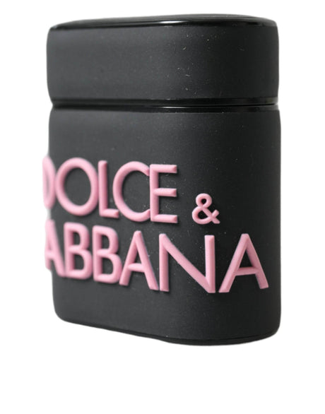 Dolce & Gabbana Black Pink Silicone Embossed Logo Airpods Case - Hilstor