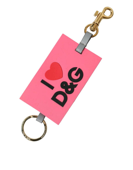 Dolce & Gabbana Pink Silicone DG Logo Gold Brass Keychain - Hilstor