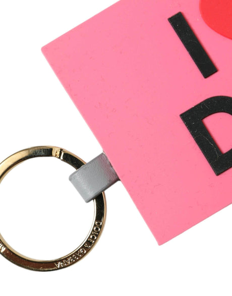 Dolce & Gabbana Pink Silicone DG Logo Gold Brass Keychain - Hilstor
