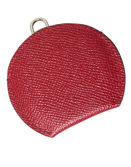 Dolce & Gabbana Red Calfskin Leather Round Logo Hand Mirror Holder - Hilstor
