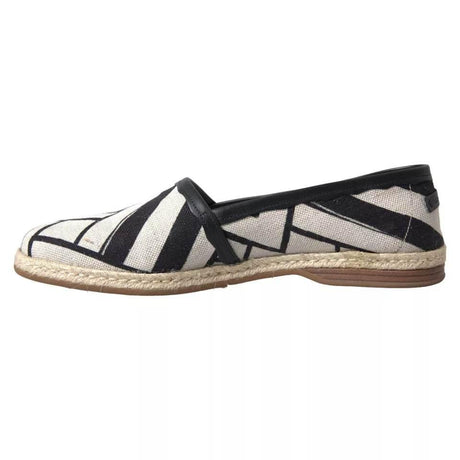 Dolce & Gabbana Black White Stripes Slip On Espadrille Shoes - Hilstor