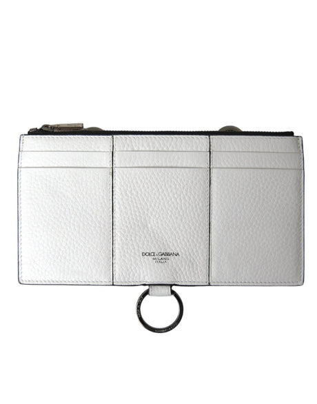 Dolce & Gabbana White Calfskin Leather Large Crossbody Card Holder Wallet - Hilstor