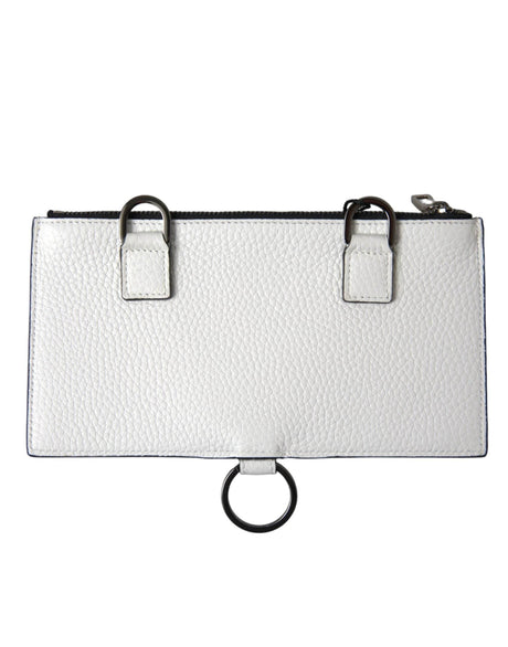 Dolce & Gabbana White Calfskin Leather Large Crossbody Card Holder Wallet - Hilstor