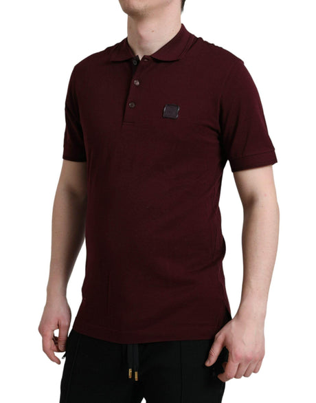 Dolce & Gabbana Maroon Collared Short Sleeves Polo T-shirt - Hilstor