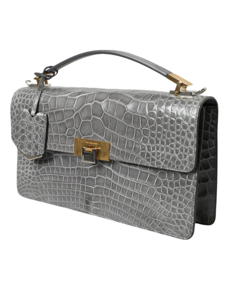 Balenciaga Gray Exotic Leather Medium Shoulder Hand Purse Bag - Hilstor