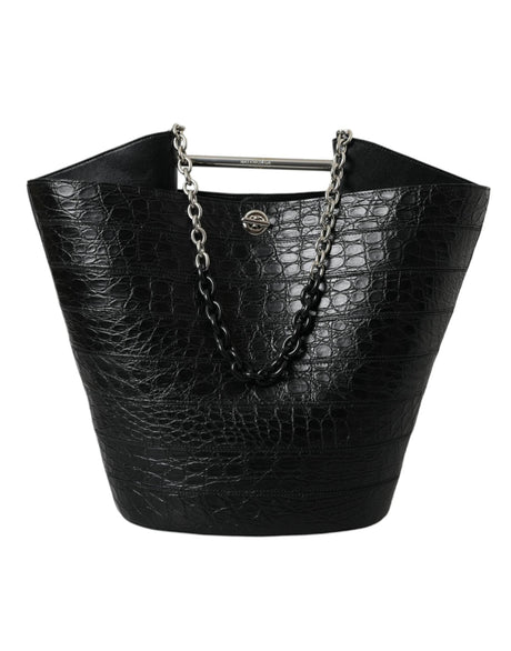 Balenciaga Black Exotic Skin Leather Maxi Bucket Tote Purse Bag - Hilstor