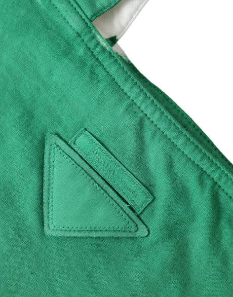 Prada Green Jersey Fabric Logo Shoulder Shopping Tote Shopping Bag - Hilstor