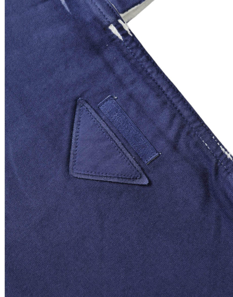 Prada Blue Jersey Fabric Logo Shoulder Shopping Tote Shopping Bag - Hilstor