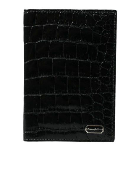Dolce & Gabbana Black Exotic Skin Leather Long Bifold Passport Holder - Hilstor