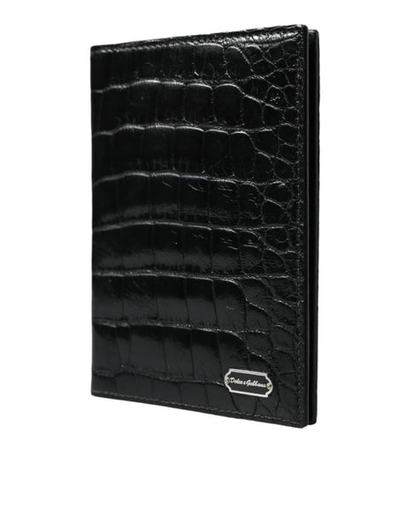 Dolce & Gabbana Black Exotic Skin Leather Long Bifold Passport Holder - Hilstor