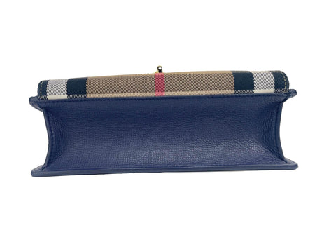 Burberry Macken Small Regency Blue House Check Leather Crossbody Bag - Hilstor