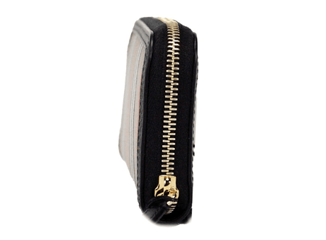 Burberry Ellerby Black Leather Icon Stripe Canvas Zip Around Continental Wallet - Hilstor
