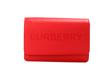 Burberry Hampshire Small Red Embossed Logo Smooth Leather Crossbody Bag - Hilstor
