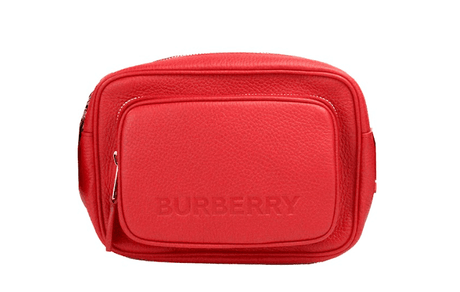 Burberry Small Branded Bright Red Grainy Leather Camera Crossbody Bag - Hilstor