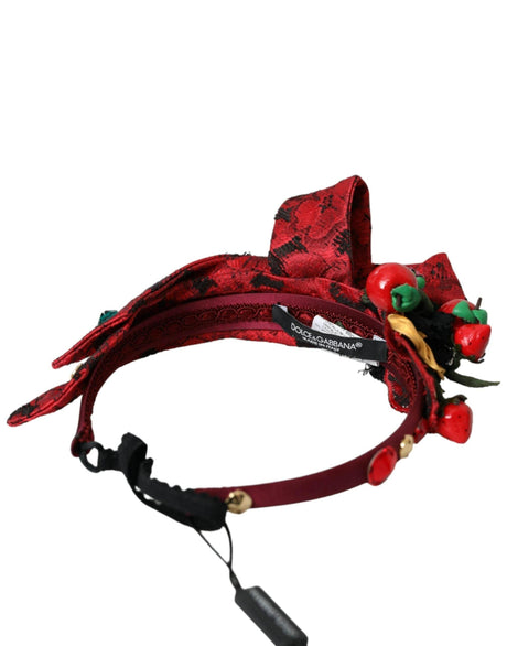 Dolce & Gabbana Red Cherry Sicily Embellished Women Hairband Diadem - Hilstor