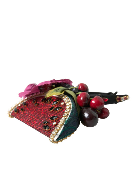 Dolce & Gabbana Red Watermelon Cherry Crystal Hairband Statement Diadem - Hilstor