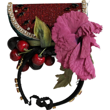 Dolce & Gabbana Red Watermelon Cherry Crystal Hairband Statement Diadem - Hilstor