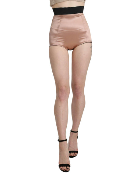 Dolce & Gabbana Beige Silk High Waist Mini Hot Pants Shorts - Hilstor