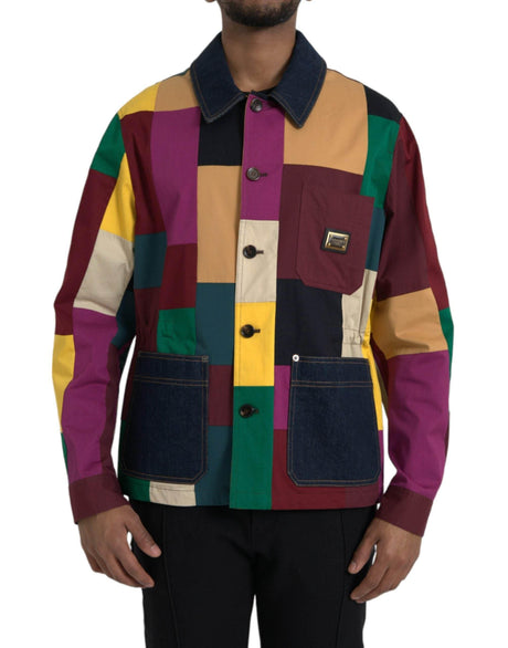 Dolce & Gabbana Multicolor Patchwork Cotton Collared Jacket - Hilstor