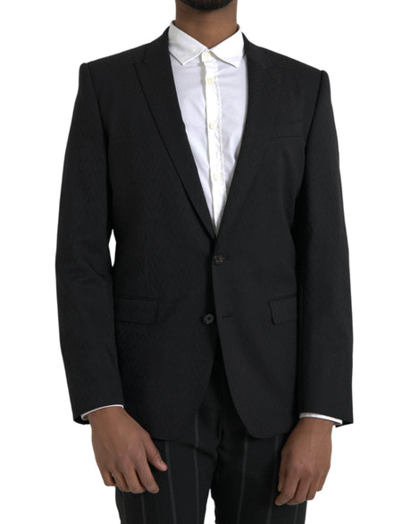 Dolce & Gabbana Black MARTINI Slim Fit Jacket Coat Blazer - Hilstor