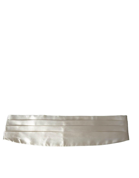 Dolce & Gabbana White Men Wide Waist Silk Belt Cummerbund - Hilstor