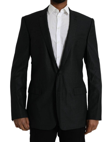 Dolce & Gabbana Black Wool Notch SingleBreasted Coat Blazer - Hilstor