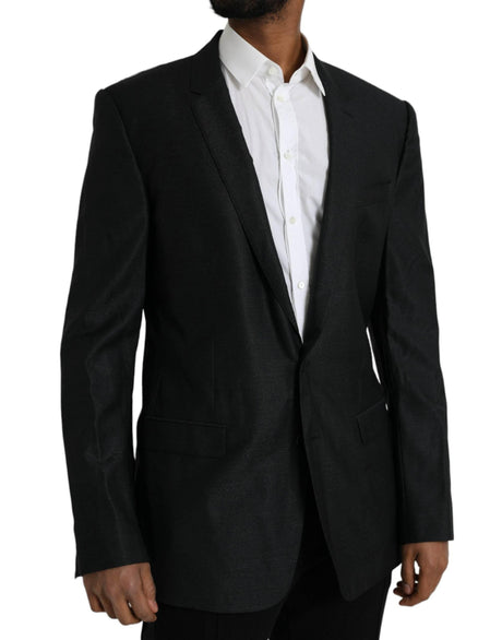 Dolce & Gabbana Black Wool Notch SingleBreasted Coat Blazer - Hilstor