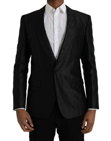 Dolce & Gabbana Black MARTINI Single Breasted Coat Blazer - Hilstor