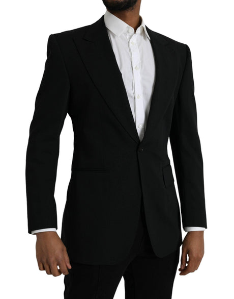 Dolce & Gabbana Black Wool Peak Single Breasted Coat Blazer - Hilstor