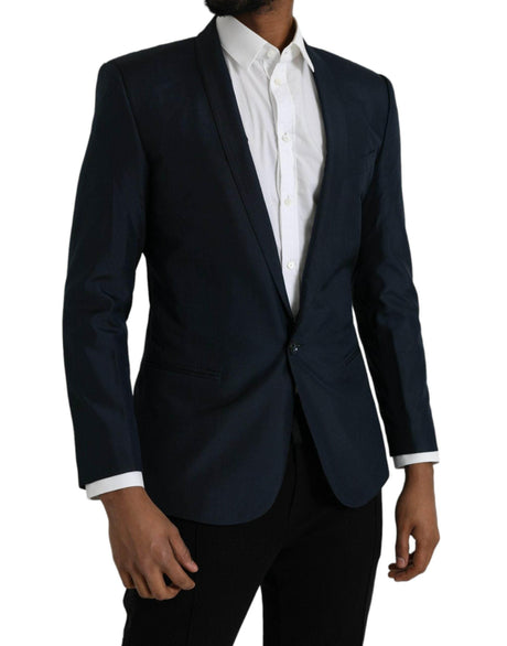 Dolce & Gabbana Blue GOLD Notch Single Breasted Coat Blazer - Hilstor