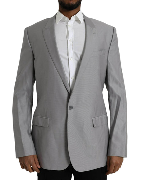 Dolce & Gabbana Gray Wool Peak Single Breasted Coat Blazer - Hilstor
