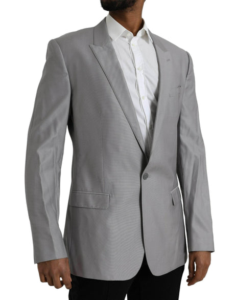 Dolce & Gabbana Gray Wool Peak Single Breasted Coat Blazer - Hilstor