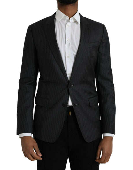 Dolce & Gabbana Black Stripe MARTINI Single Breasted Coat Blazer - Hilstor